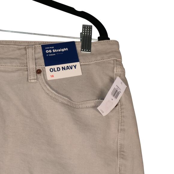 Old Navy Shorts Womens 18 Beige High Rise OG Straight 3" Inseam Raw Hem - Picture 3 of 12
